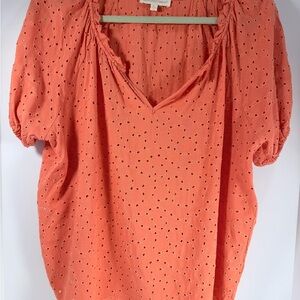 Grand & Greene Orange Eyelet Top